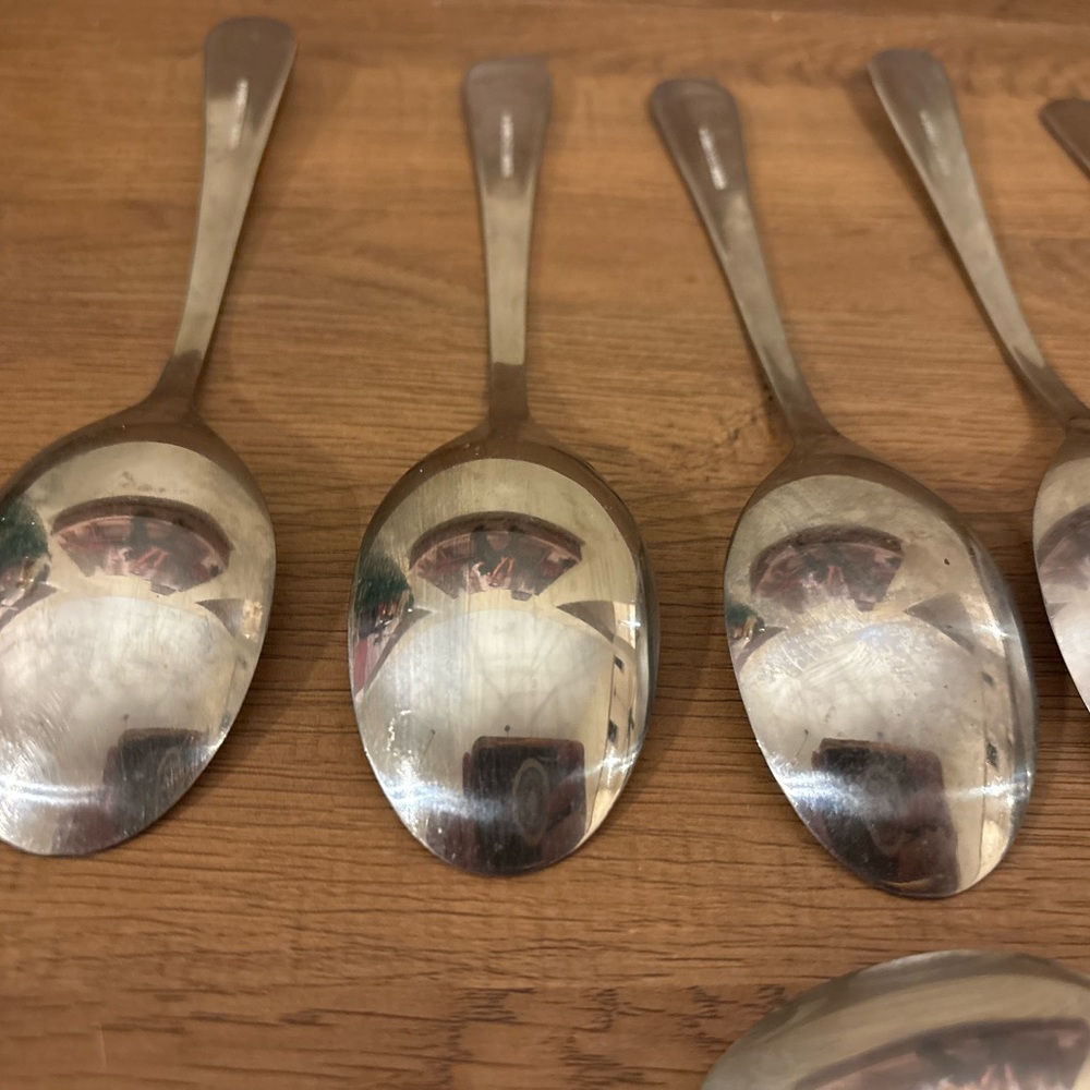 Cambridge FELICITY Frosted & Glossy (7) Soup Tablespoons And (1) Teaspoon - Picture 4 of 8